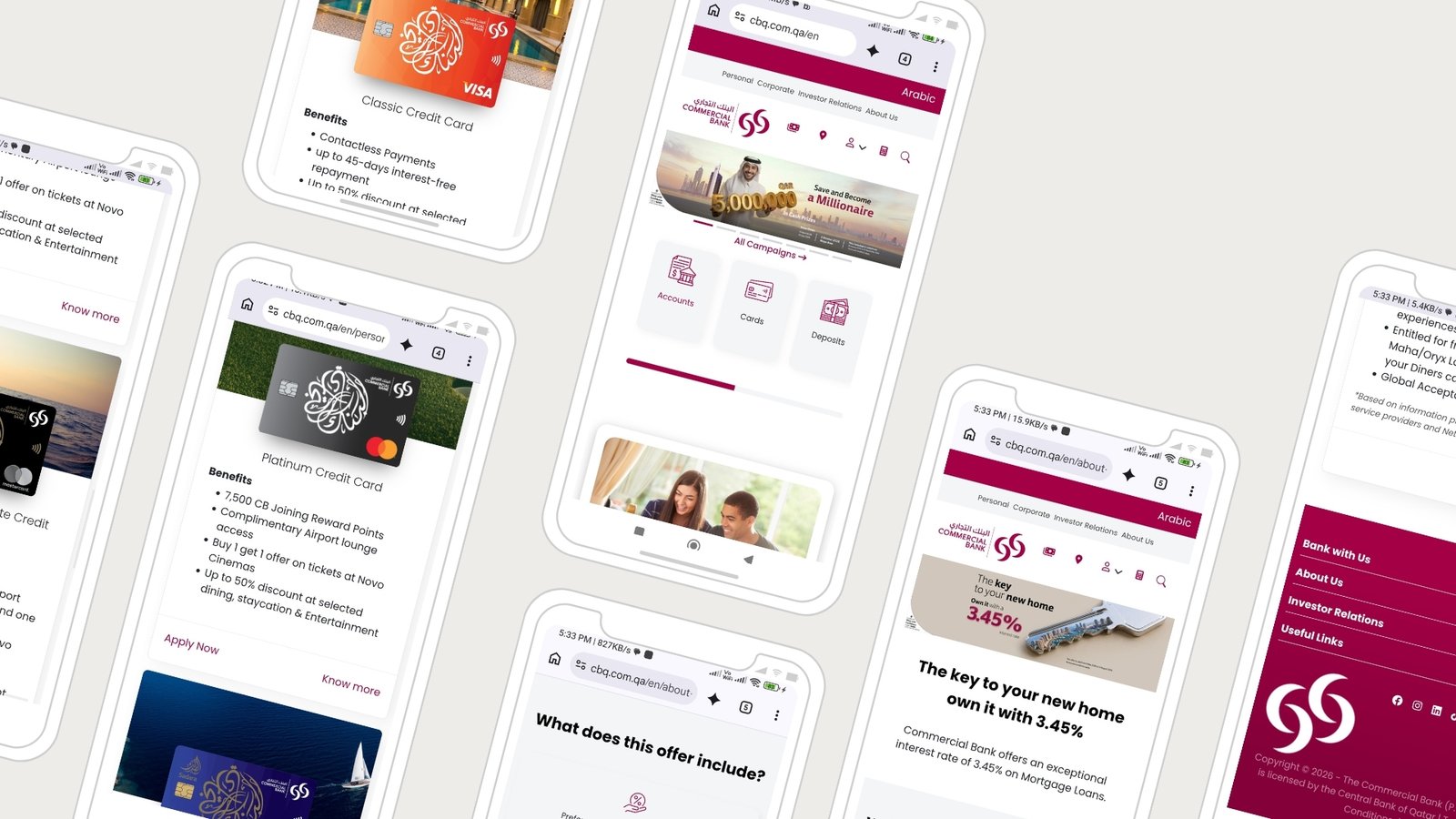 commercial bank of qatar app mockup